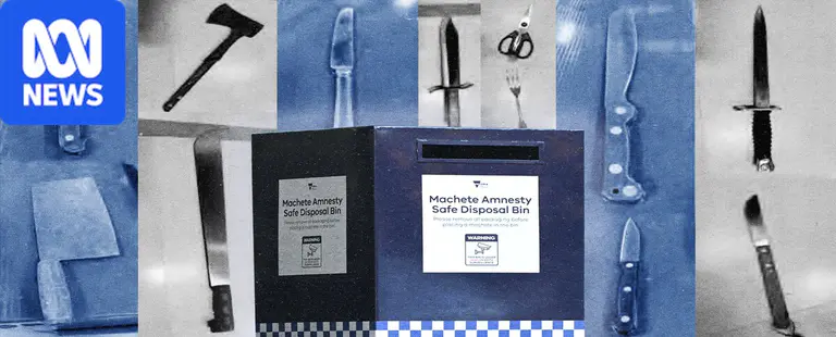 刀具、剪刀等物品被投入砍刀回收箱