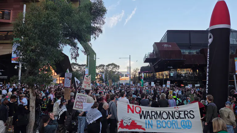 More than 1000 people protest genocide, AUKUS at Land Forces