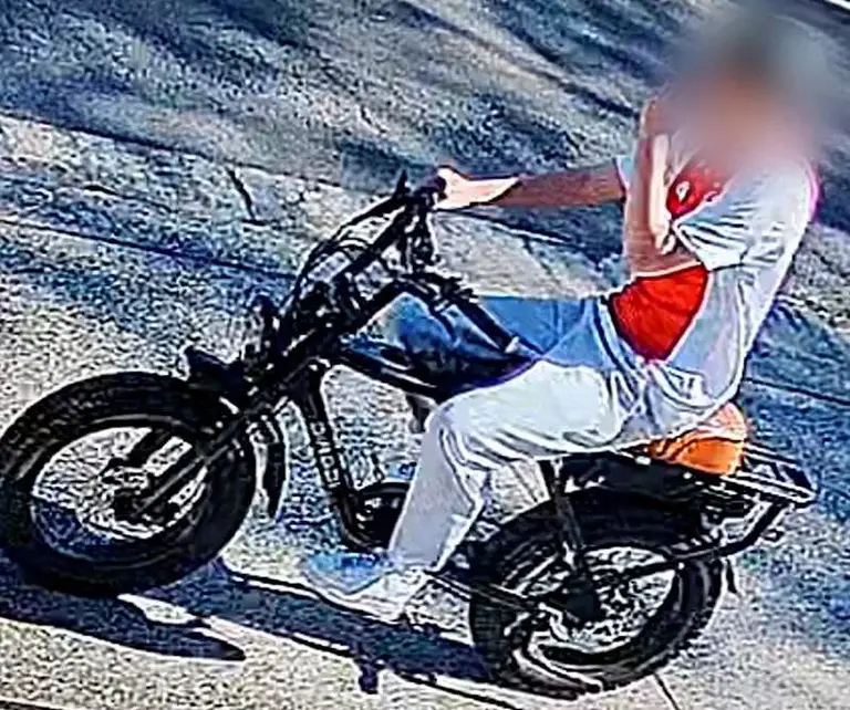 Police release CCTV in hunt for e-bike rider over alleged sexual touching at Narrabeen Lagoon