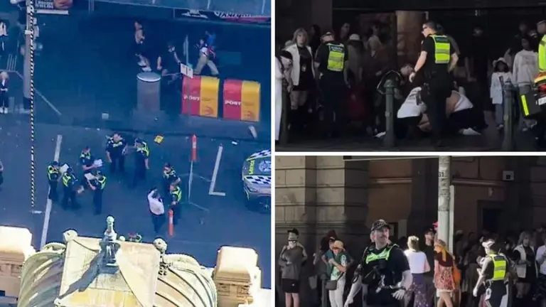 ‘Very reckless’: Horror as 16-year-old allegedly ploughs stolen car into woman near marathon at Flinders St