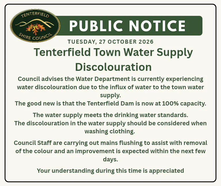 Tenterfield Town Water Supply Discolouration