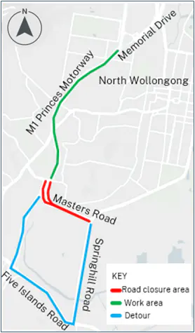 Night work on the M1 Princes Motorway and Masters Road