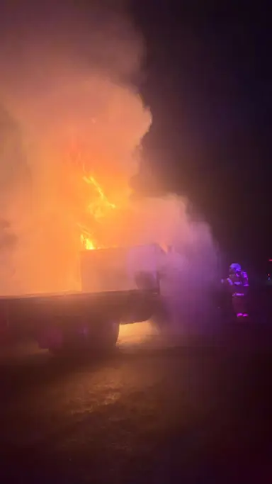 Three fire crews to put out truck blaze at Somersby