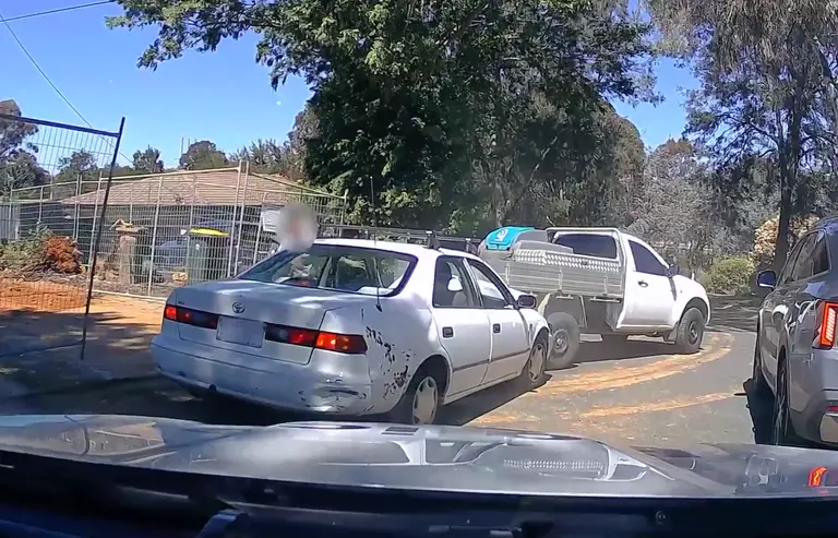 WATCH: Car chase ends when allegedly stolen car crashes into parked ute, police say