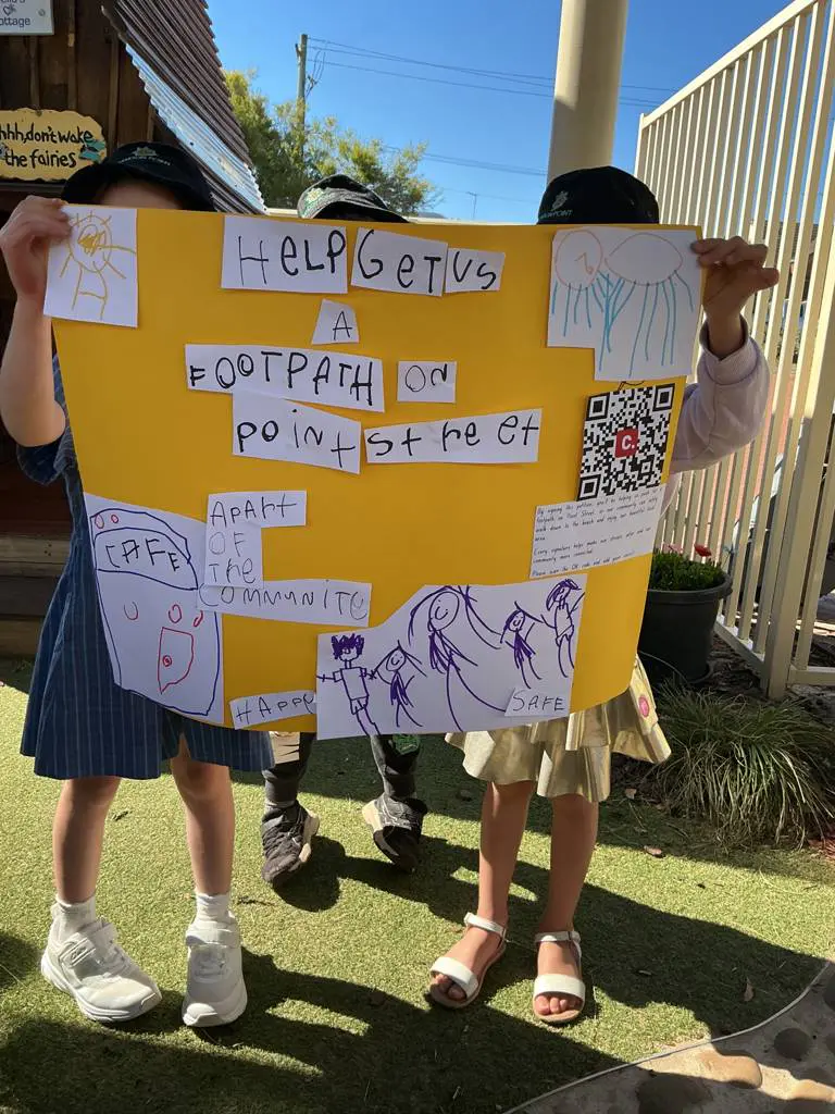 Kindy footpath campaign gives early lessons in democracy