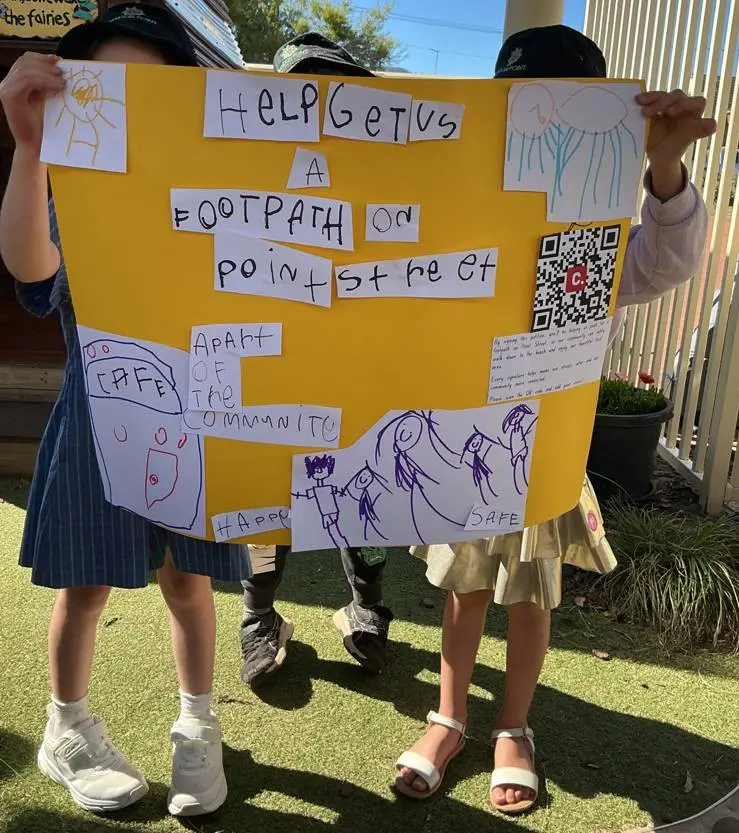 Preschoolers push for Point Street footpath to make Sandon Point safer for whole community