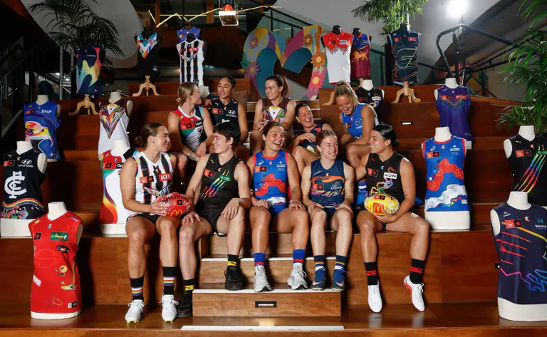 We can’t get enough of this years AFLW Pride Round guernsey designs