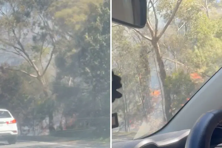 霍巴特南部出口公路附近山火烟雾致一条车道封闭