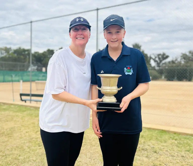 Griffith 12-year-old tennis star wins open title with mum after NSW state selection