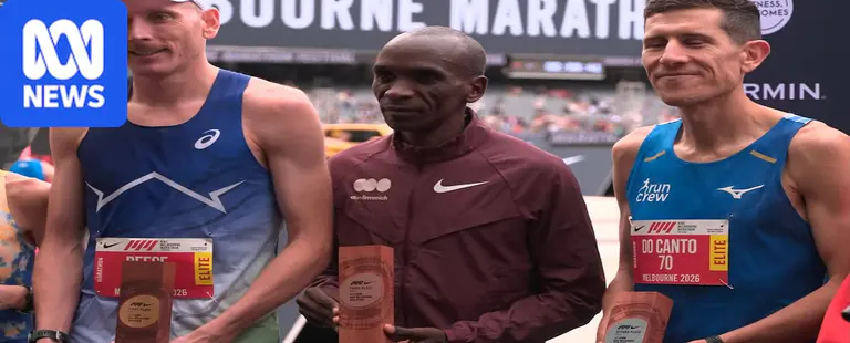 传奇跑者基普乔格 (Kipchoge) 在墨尔本马拉松 (Melbourne Marathon) 创造赛程纪录