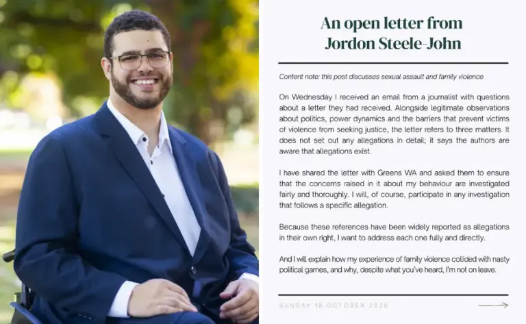 Senator Jordon Steele-John releases open letter, claims fallout is party ‘factionalism’